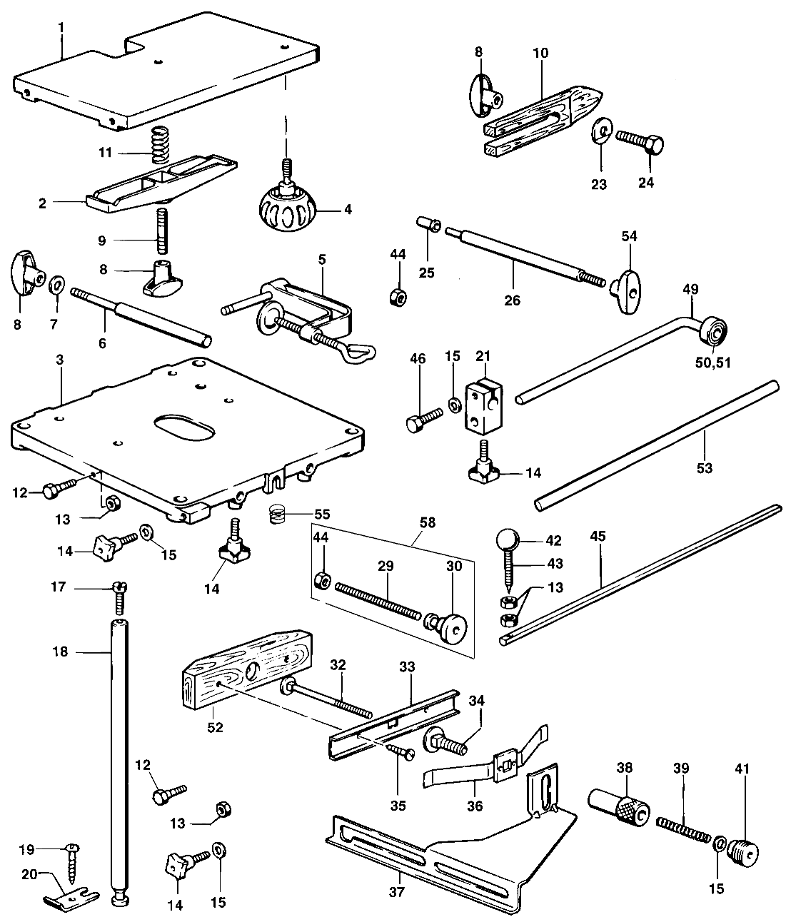 Default Diagram and Parts List for 40900 Type 1 Black and Decker Router